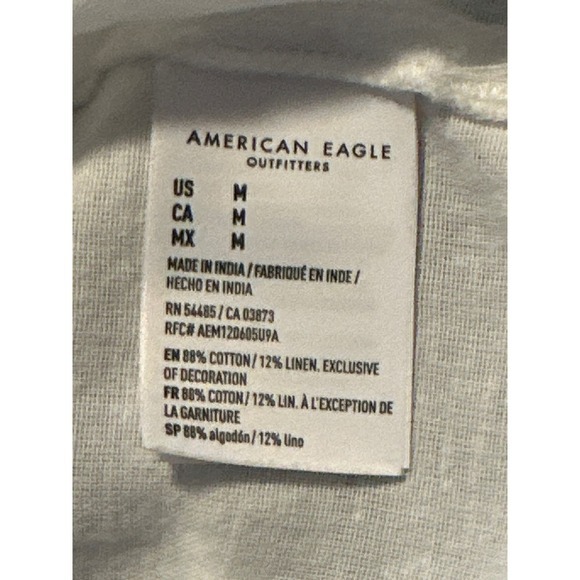 American‎ Eagle White Linen blend oversized shirt size medium - Picture 8 of 8